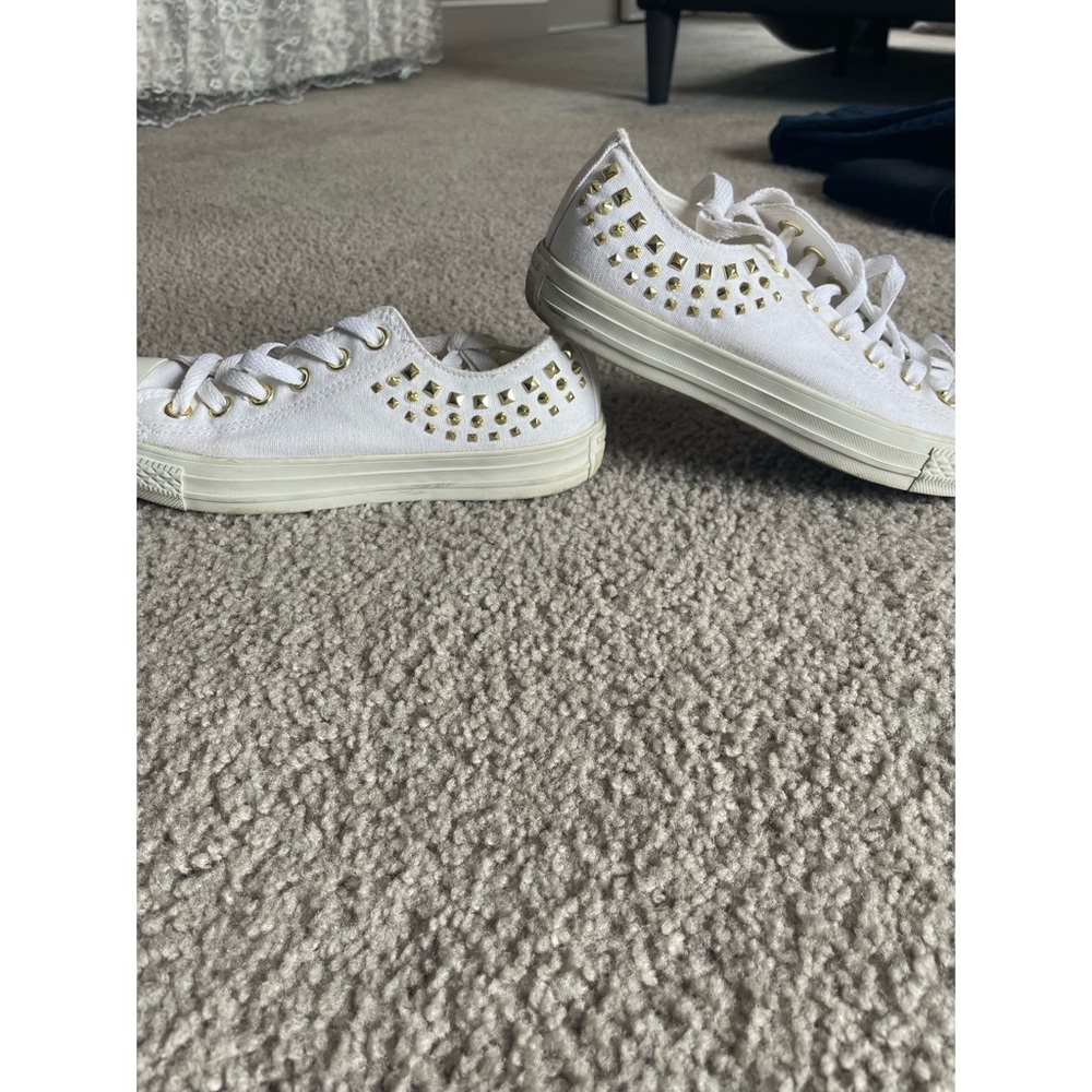 White gold embellished converse